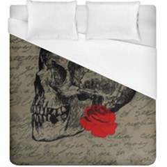 Skull And Rose  Duvet Cover (king Size) by Valentinaart