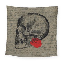 Skull And Rose  Square Tapestry (large) by Valentinaart