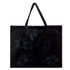 Fractal Pattern Black Background Zipper Large Tote Bag by Simbadda