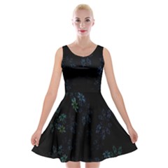 Fractal Pattern Black Background Velvet Skater Dress by Simbadda