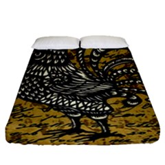 Vintage Rooster  Fitted Sheet (queen Size) by Valentinaart