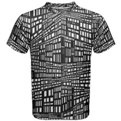 Recursive Subdivision Between 5 Source Lines Screen Black Men s Cotton Tee by Simbadda