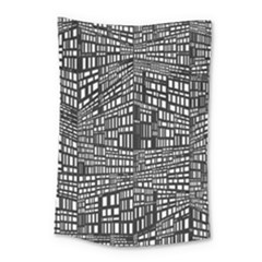 Recursive Subdivision Between 5 Source Lines Screen Black Small Tapestry by Simbadda