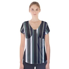 Miracle Mile Pattern Short Sleeve Front Detail Top by Simbadda