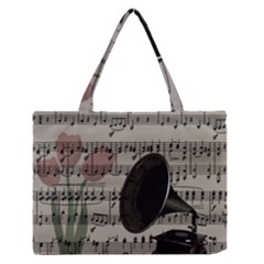 Vintage Music Design Medium Zipper Tote Bag by Valentinaart