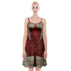 Canada Flag Spaghetti Strap Velvet Dress by Valentinaart