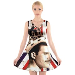 Freddie Mercury V-neck Sleeveless Skater Dress