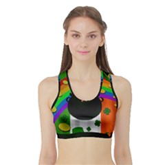 Pot Of Gold Sports Bra With Border by Valentinaart