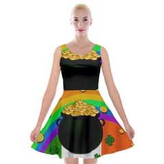 Pot Of Gold Velvet Skater Dress by Valentinaart