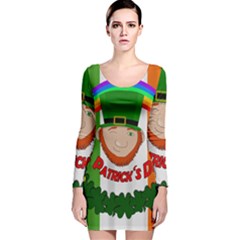 St  Patricks Day  Long Sleeve Velvet Bodycon Dress by Valentinaart