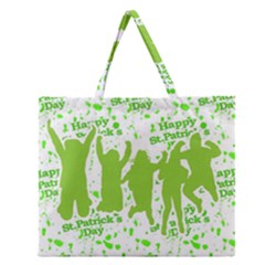 Saint Patrick Motif Zipper Large Tote Bag by dflcprints