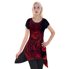 Warrior - Red Short Sleeve Side Drop Tunic by Valentinaart