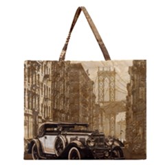 Vintage Old Car Zipper Large Tote Bag