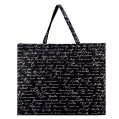 Handwriting  Zipper Large Tote Bag