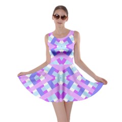 Geometric Gingham Merged Retro Pattern Skater Dress by Simbadda