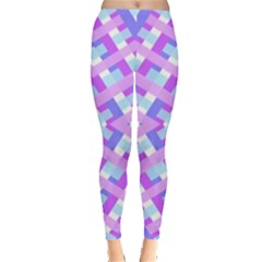 Geometric Gingham Merged Retro Pattern Leggings  by Simbadda