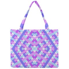 Geometric Gingham Merged Retro Pattern Mini Tote Bag by Simbadda