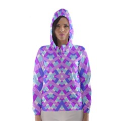 Geometric Gingham Merged Retro Pattern Hooded Wind Breaker (women) by Simbadda