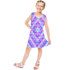Geometric Gingham Merged Retro Pattern Kids  Tunic Dress by Simbadda