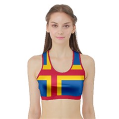 Flag of Aland Sports Bra with Border
