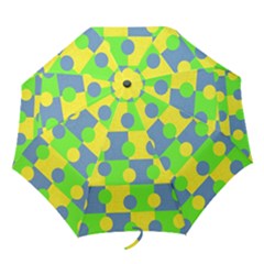 Abric Cotton Bright Blue Lime Folding Umbrellas by Simbadda