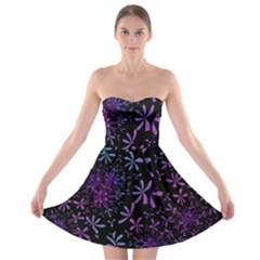 Retro Flower Pattern Design Batik Strapless Bra Top Dress by Simbadda