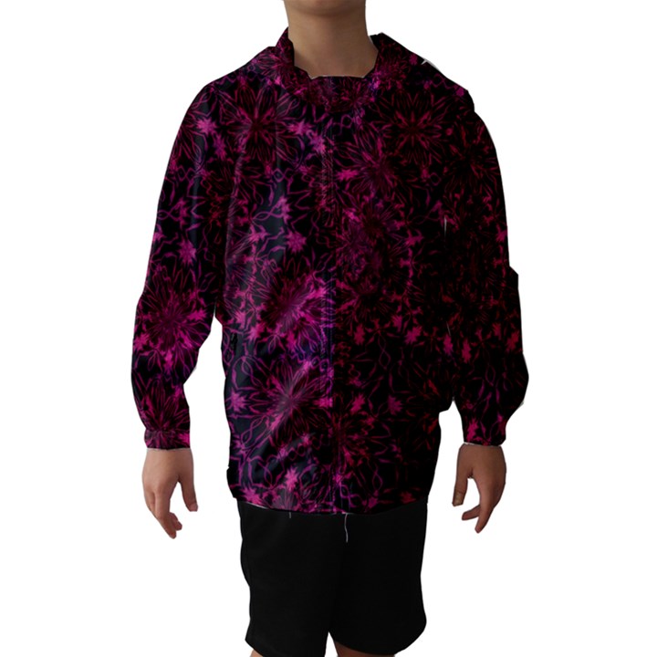 Retro Flower Pattern Design Batik Hooded Wind Breaker (Kids)