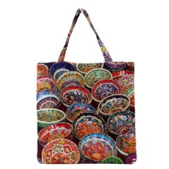 Art Background Bowl Ceramic Color Grocery Tote Bag by Simbadda