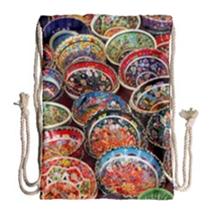 Art Background Bowl Ceramic Color Drawstring Bag (large) by Simbadda