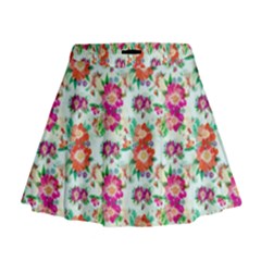 Floral Flower Pattern Seamless Mini Flare Skirt by Simbadda