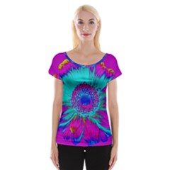 Retro Colorful Decoration Texture Women s Cap Sleeve Top by Simbadda