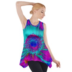 Retro Colorful Decoration Texture Side Drop Tank Tunic by Simbadda