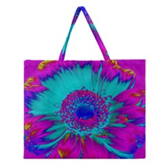 Retro Colorful Decoration Texture Zipper Large Tote Bag by Simbadda