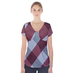 Textile Geometric Retro Pattern Short Sleeve Front Detail Top by Simbadda