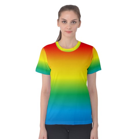 Rainbow Background Colourful Women s Cotton Tee by Simbadda