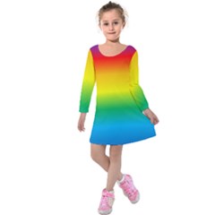 Rainbow Background Colourful Kids  Long Sleeve Velvet Dress by Simbadda