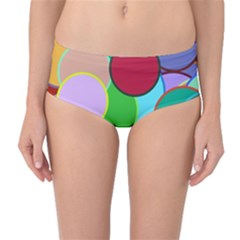 Dots Circles Colorful Unique Mid-Waist Bikini Bottoms