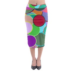 Dots Circles Colorful Unique Midi Pencil Skirt by Simbadda