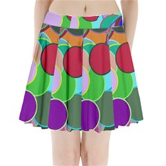 Dots Circles Colorful Unique Pleated Mini Skirt