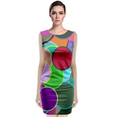 Dots Circles Colorful Unique Sleeveless Velvet Midi Dress