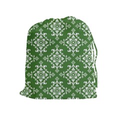 St Patrick S Day Damask Vintage Green Background Pattern Drawstring Pouches (extra Large) by Simbadda