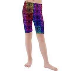 Rainbow Grid Form Abstract Kids  Mid Length Swim Shorts by Simbadda