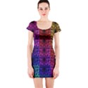 Rainbow Grid Form Abstract Short Sleeve Bodycon Dress View1