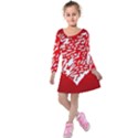 Heart Design Love Red Kids  Long Sleeve Velvet Dress View1