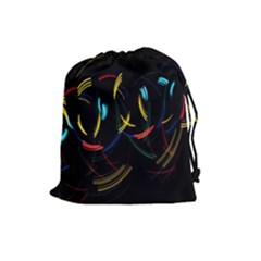 Yellow Blue Red Arcs Light Drawstring Pouches (large)  by Alisyart