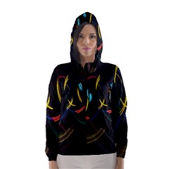 Yellow Blue Red Arcs Light Hooded Wind Breaker (women) by Alisyart