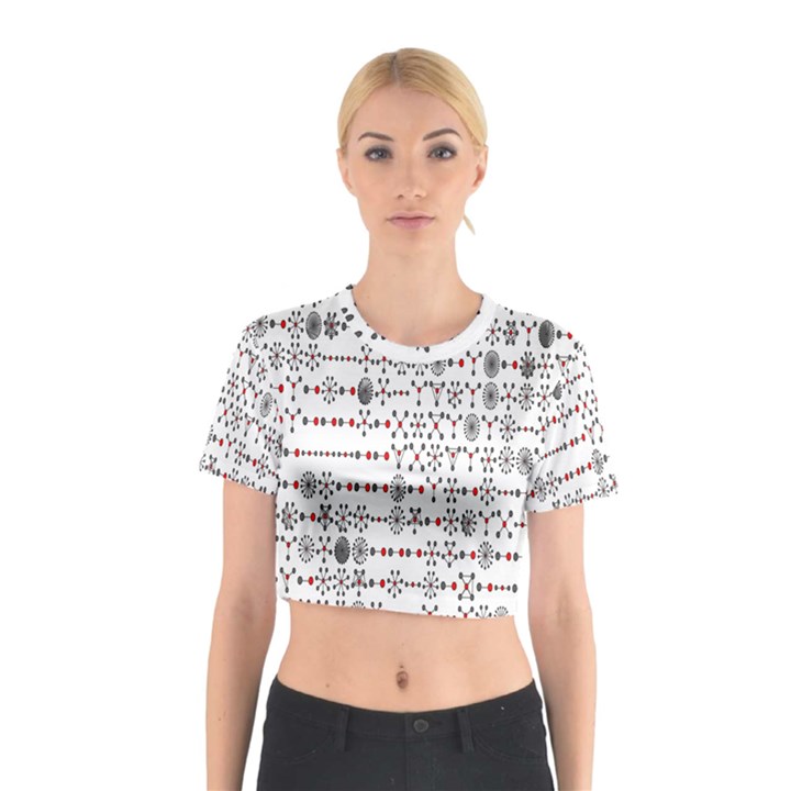 Bioplex Random Kimia Circle Grey Red Cotton Crop Top