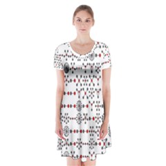 Bioplex Random Kimia Circle Grey Red Short Sleeve V-neck Flare Dress