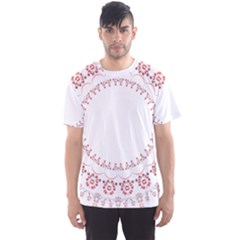 Floral Frame Pink Red Star Leaf Flower Men s Sport Mesh Tee