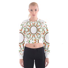 Frame Floral Tree Flower Leaf Star Circle Women s Cropped Sweatshirt